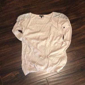 Studded shoulder sweater